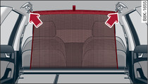 Folded backrest: Hooking load guard into place